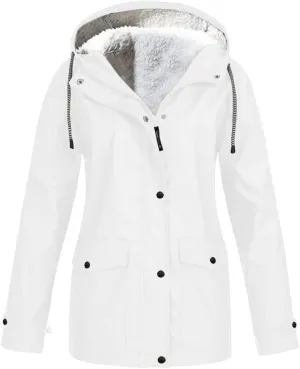 XUETON Women's Casual Zip Up Anork Jackets Thick Fleece Lined Plush Hooded Faux Hooded Thicken Warm Utility Anorak Safari Coat