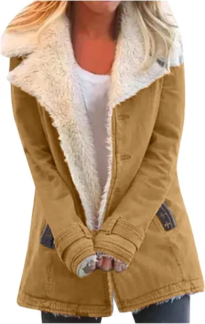 XUETON Women's Warm Winter Coat Full Zip Thick Fleece Lined Plush Hooded Jackets Utility Anorak Safari Coat