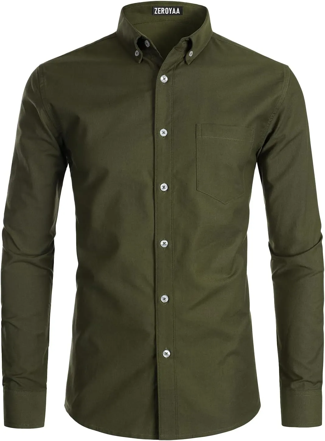 ZEROYAA Men's Hipster Casual Slim Fit Long Sleeve Button Down Oxford Shirts with Chest Pocket