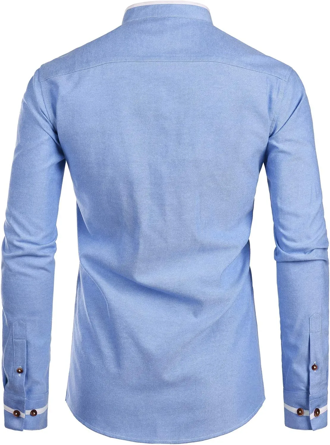 ZEROYAA Mens Hipster Mandarin Collar Slim Fit Long Sleeve Casual Button Down Oxford Dress Shirt with Pocket