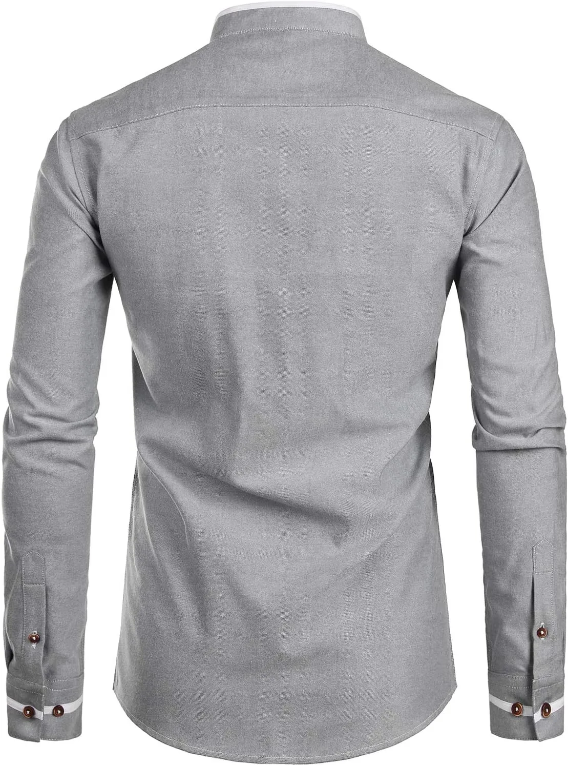 ZEROYAA Mens Hipster Mandarin Collar Slim Fit Long Sleeve Casual Button Down Oxford Dress Shirt with Pocket