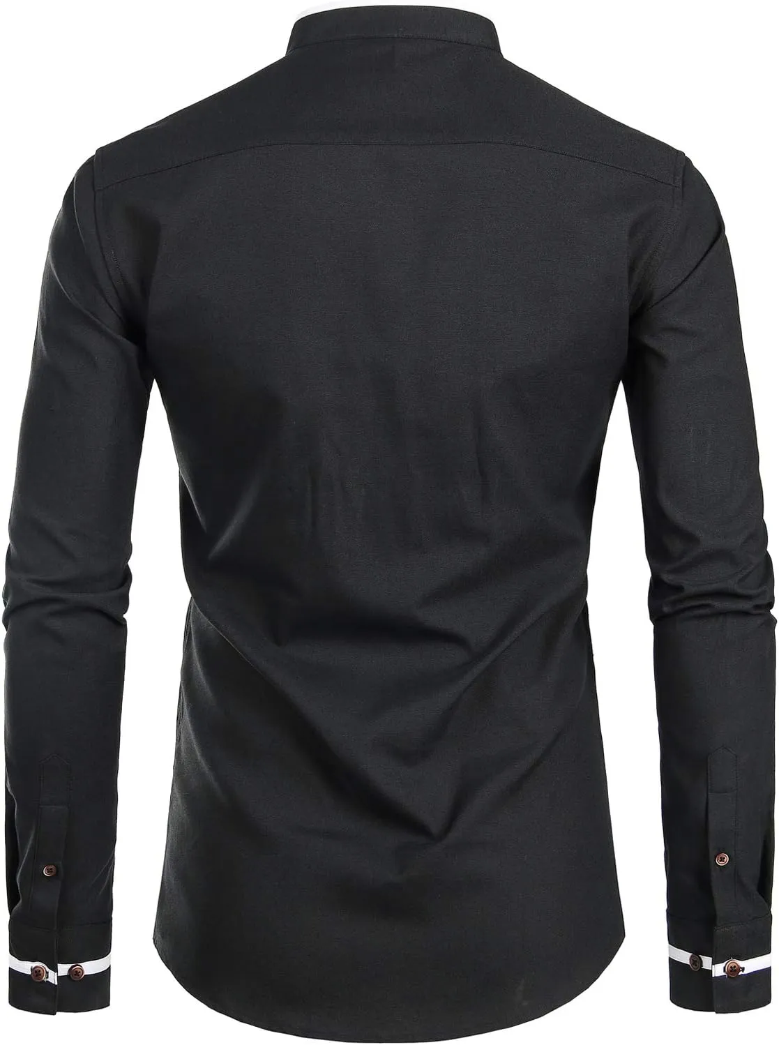 ZEROYAA Mens Hipster Mandarin Collar Slim Fit Long Sleeve Casual Button Down Oxford Dress Shirt with Pocket