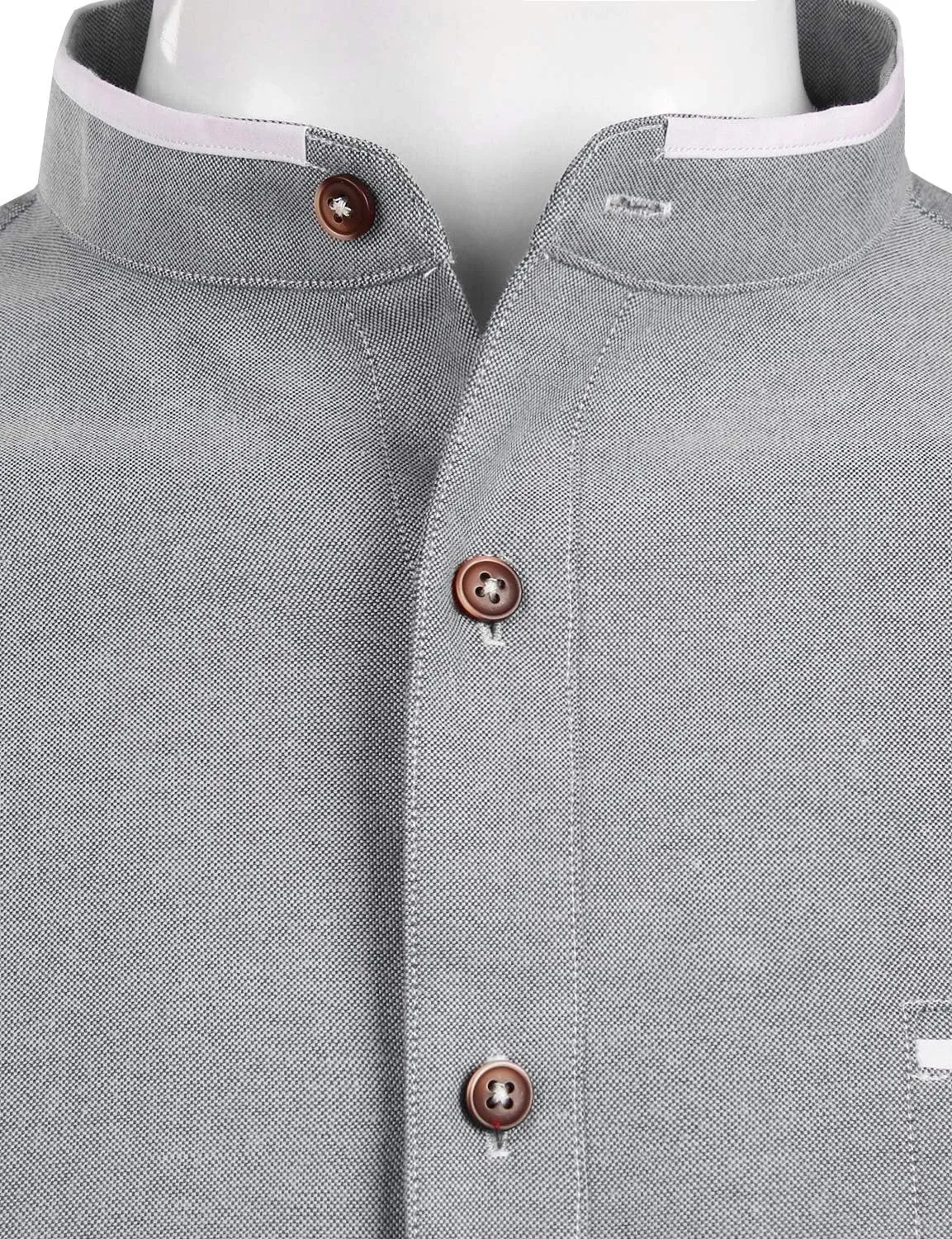 ZEROYAA Mens Hipster Mandarin Collar Slim Fit Long Sleeve Casual Button Down Oxford Dress Shirt with Pocket