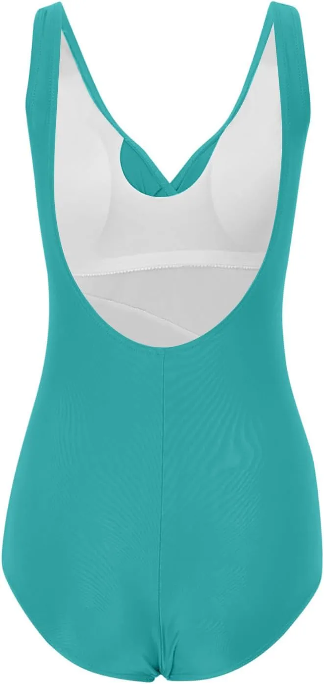 Zkuisw Swim Suits for Women 2024 Solid Push-Up Backless Swimsuits Beachwear Sexy Tummy Control One Piece Bathing Suits Bikini