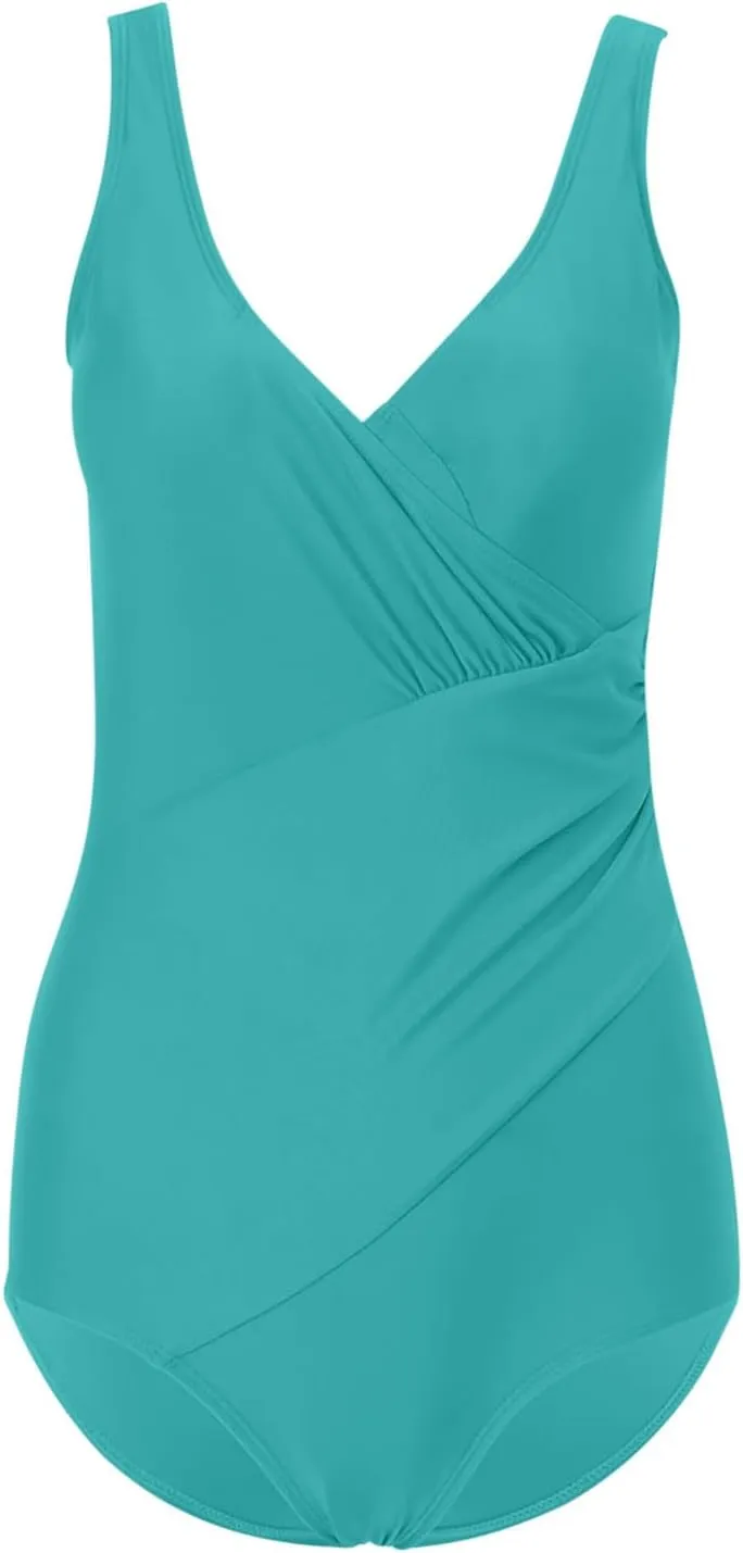 Zkuisw Swim Suits for Women 2024 Solid Push-Up Backless Swimsuits Beachwear Sexy Tummy Control One Piece Bathing Suits Bikini